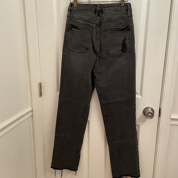 Good American Good Boy Boyfriend Black Jeans Split Ankle Raw Hem size 4 / 27 - Picture 2 of 7